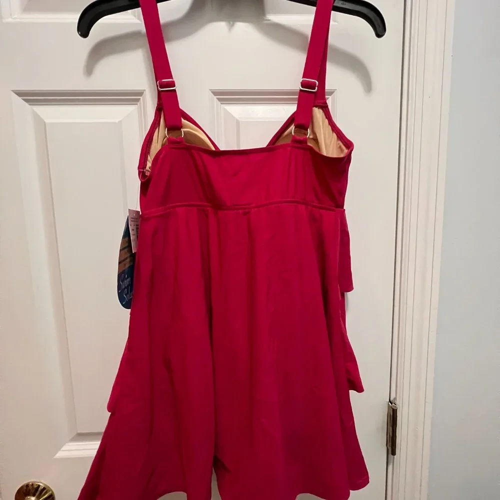 Swim Solutions NWT size 10 red pomegrante swimsuit - Picture 3 of 6